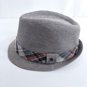 Stetson Fedora Hat Grey Linen Blend Plaid Band Trilby Mens Large